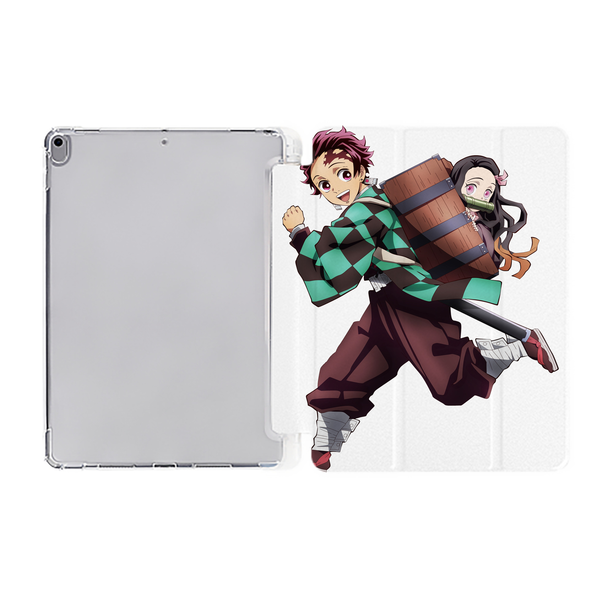 （画像用） 鬼滅の刃 竈門 炭治郎／かまど たんじろう Kamado Tanjirou IPad ケース ペン収納付き 三つ折りスタンド PUレザー×シリコン 対応機種9.5/10.5/10.9インチ